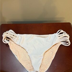 Acacia Swimwear White Bikini Bottom with Strappy Sides